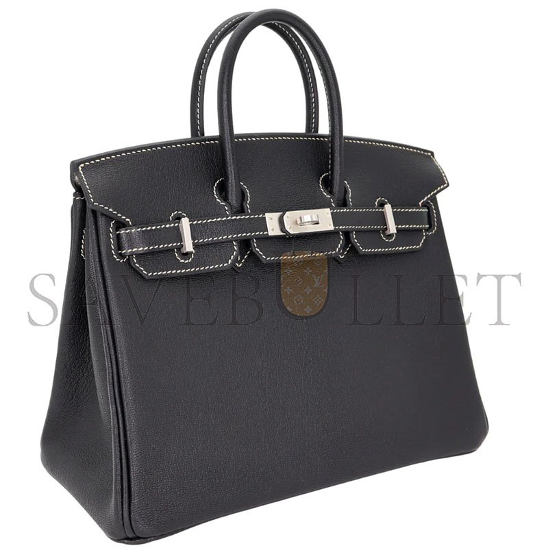 HERMÈS MASTER BIRKIN 25 BLACK CHÈVRE LEATHER BRUSHED PALLADIUM HARDWARE (25*20*13cm) 